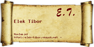 Elek Tibor névjegykártya